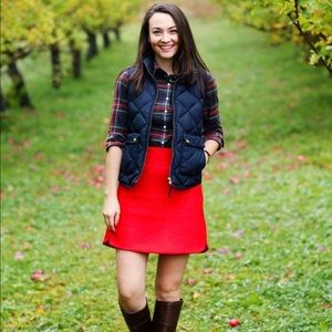 J. Crew Double Serge Wool Red Mini Skirt